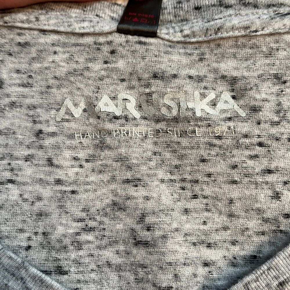Marushka Hand-Printed "Farm Life" V-Neck Tee - L - Picture 2 of 8